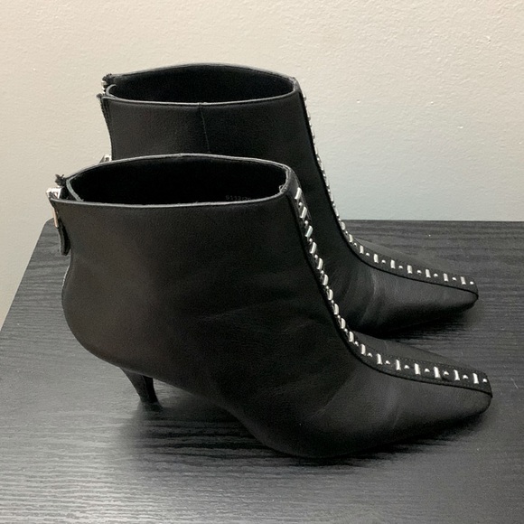 ZARA Black Leather Ankle Boots with Studs - Picture 5 of 9